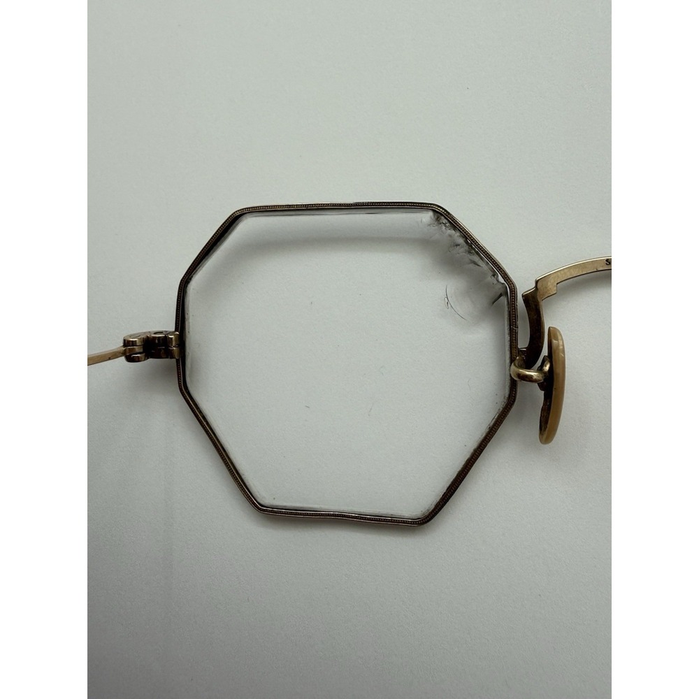 Vintage SHURON 1/10 12K GF Octagon Ful Vue Etched Rimmed Eyeglasses W Case - Picture 8 of 14